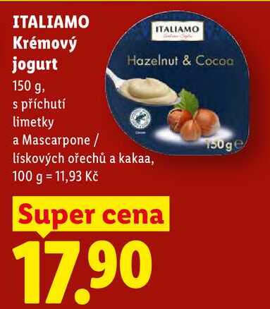 ITALIAMO Krémový jogurt Hazelnut & Cocoa, 150 g