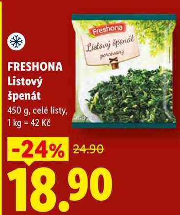 Freshona Listový špenát, 450 g