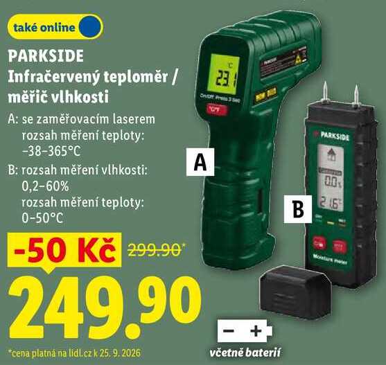 PARKSIDE Infračervený teploměr / měřič vlhkosti