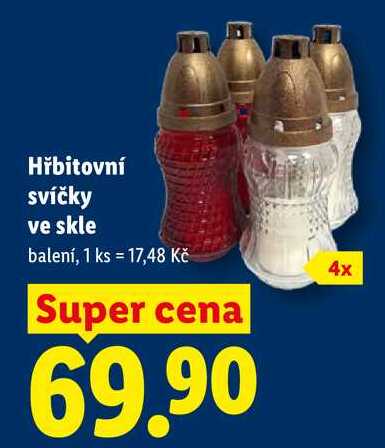 Hřbitovní svíčky ve skle balení, 1 ks