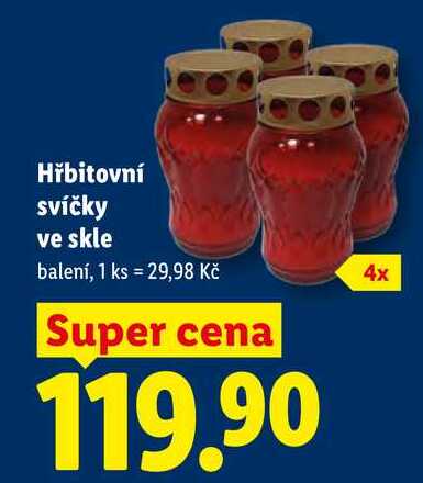 Hřbitovní svíčky ve skle balení, 1 ks