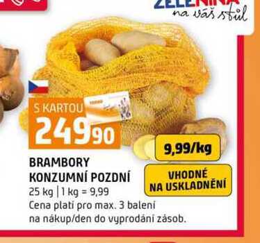 BRAMBORY KONZUMNÍ POZDNÍ 25 kg 