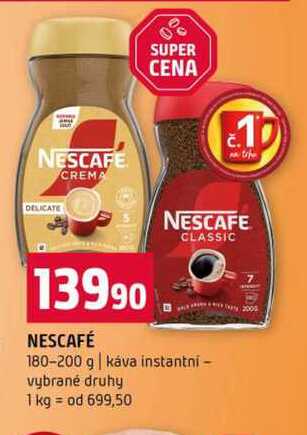 NESCAFÉ 180-200 g káva instantni vybrané druhy