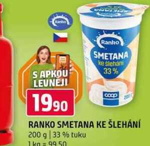 RANKO SMETANA KE ŠLEHÁNÍ 200 g 33% tuku 
