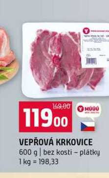 VEPŘOVÁ KRKOVICE 600 g bez kosti plátky 