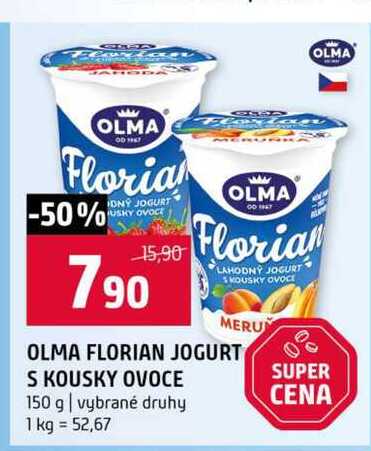 OLMA FLORIAN JOGURT S KOUSKY OVOCE 150 g vybrané druhy
