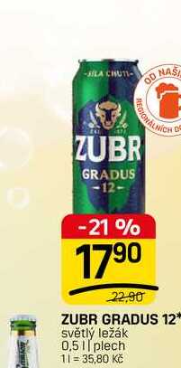 ZUBR GRADUS 12* světlý ležák 0,51 plech