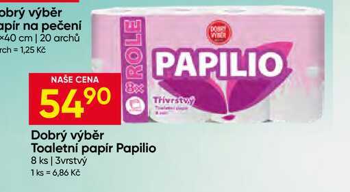 Dobrý výběr Toaletní papír Papilio 8 ks 3vrstvý
