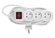 EMOS PRODLUŽOVACÍ KABEL S VYPÍNAČEM BÍLÝ, 3 ZÁSUVKY, MAX. 10 A/2300 W, 5 M