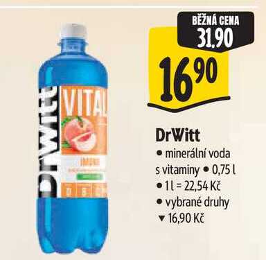DrWitt, minerální voda s vitaminy, 0,75