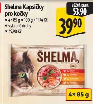 Shelma Kapsičky pro kočky, 4x85 g