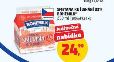 SMETANA KE ŠLEHÁNÍ 33% BOHEMILK, 250 ml 