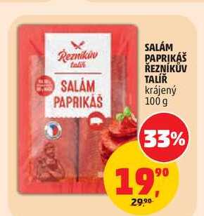 SALÁM PAPRIKÁŠ ŘEZNÍKŮV TALÍŘ krájený, 100 g