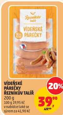 VÍDEŇSKÉ PÁREČKY ŘEZNÍKŮV TALÍŘ, 200 g