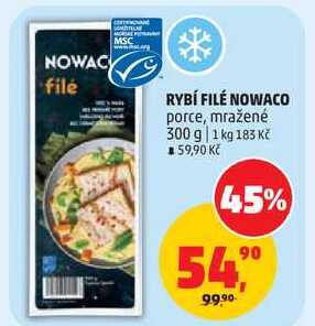 RYBÍ FILÉ NOWACO porce, mražené, 300 g  