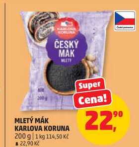 MLETÝ MÁK KARLOVA KORUNA, 200 g