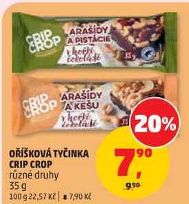 OŘÍŠKOVÁ TYČINKA CRIP CROP různé druhy, 35 g