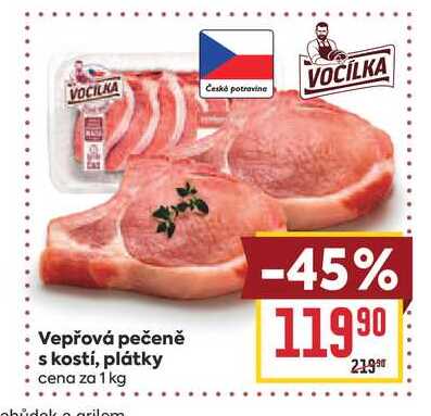 Vepřová pečeně s kostí, plátky cena za 1 kg