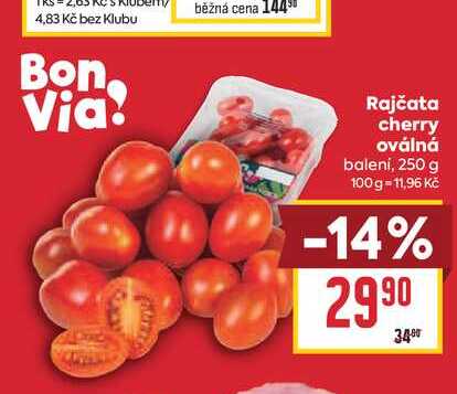 Rajčata cherry oválná balení, 250 g