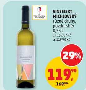 VINSELEKT MICHLOVSKÝ různé druhy, 0,75 l 