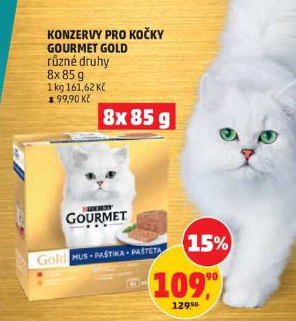 GOURMET GOLD konzervy pro dočky různé druhy, 8x85 g 