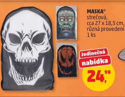MASKA strečová, cca 27 x 18,5 cm, různá provedení, 1 ks