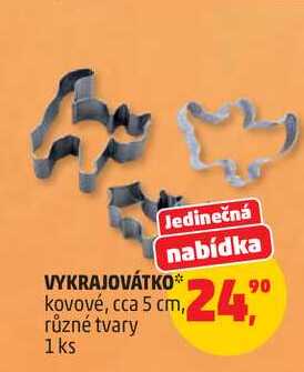 VYKRAJOVÁTKO kovové, cca 5 cm, různé tvary, 1 ks