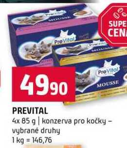 PREVITAL 4x 85 g konzerva pro kočky vybrané druhy