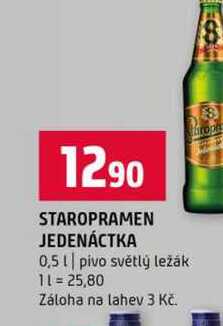 STAROPRAMEN JEDENÁCTKA 0,5l pivo světlý ležák