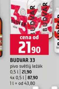 BUDVAR 33 pivo světlý ležák 0,5l