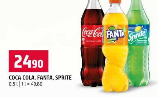 COCA COLA, FANTA, SPRITE 0,5l