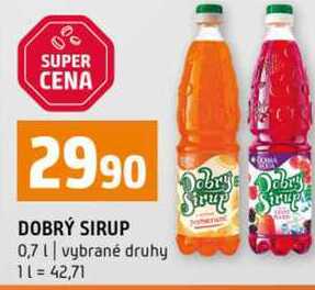 DOBRÝ SIRUP 0,7l vybrané druhy