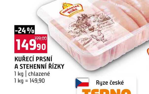 KUŘECÍ PRSNÍ A STEHENNÍ ŘÍZKY 1 kg chlazené