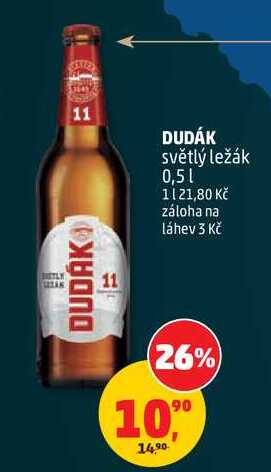 DUDÁK světlý ležák, 0,5 l