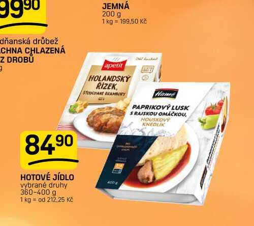 HOTOVÉ JÍDLO vybrané druhy 360-400 g