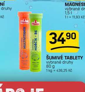 ŠUMIVÉ TABLETY vybrané druhy 80 g