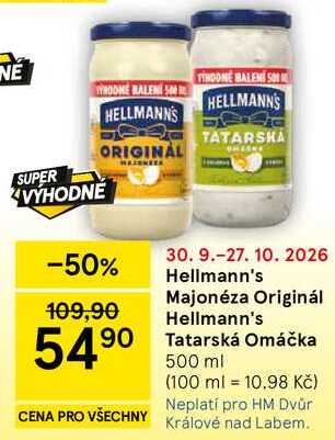 Hellmann's Majonéza Originál, 500 ml 