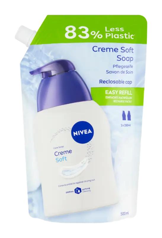NIVEA Krémové tekuté mýdlo Creme Soft náhradní náplň, 500 ml