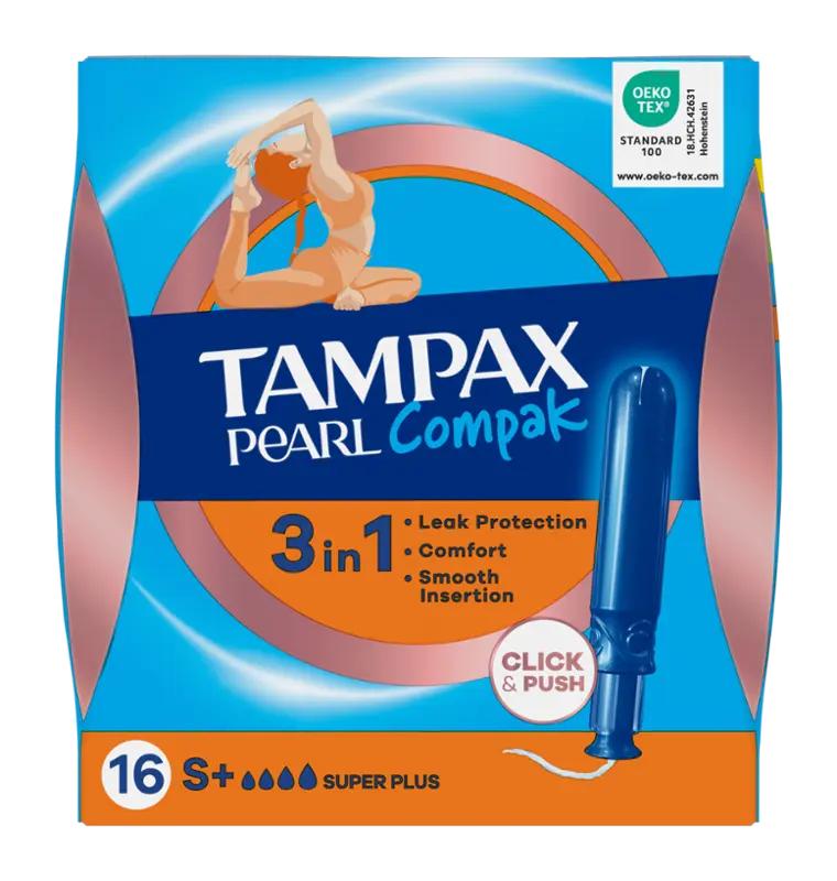 Tampax Tampony s aplikátorem Compak Pearl Super Plus, 16 ks