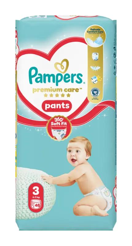 Pampers Plenkové kalhotky Premium Care, 6–11 kg, vel. 3, 48 ks