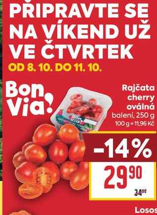 Rajčata cherry oválná balení, 250 g