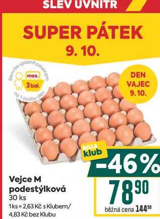 Vejce M podestýlková 30 ks