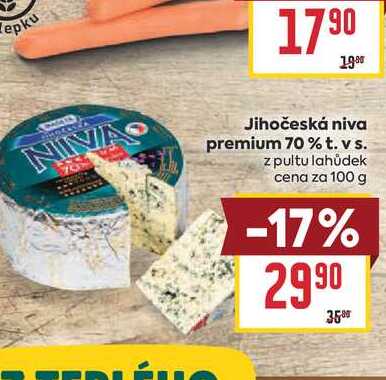 Jihočeská niva premium 70% t. vs. z pultu lahůdek cena za 100 g
