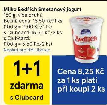 Milko Bedřich Smetanový jogurt, 150 g, více druhů