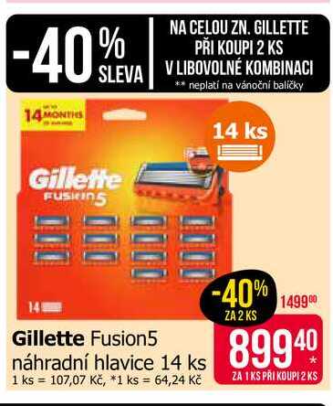 Gillette Fusion5 náhradní hlavice 14 ks 