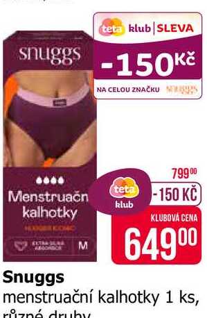 Snuggs menstruační kalhotky 1 ks, různé druhy