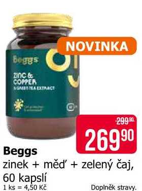 Beggs zinek + měď' + zelený čaj, 60 kapslí
