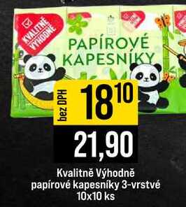 Kvalitně Výhodně papírové kapesníky 3-vrstvé 10x10 ks