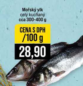 Mořský vlk celý kuchaný cca 300-400 g 100g