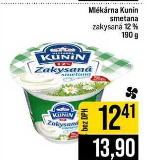 Mlékárna Kunín smetana zakysaná 12% 190 g